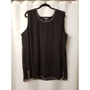 Roamans Womens Plus Size 28W Black Top With Beaded Edges NWOT Work Church Party
